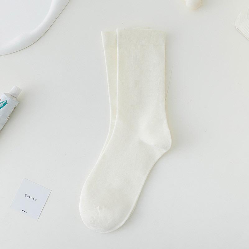

Женские весенне-летние тонкие носки из чистого хлопка, свободные, без косточек, в рубчик 1 pair молочный белый