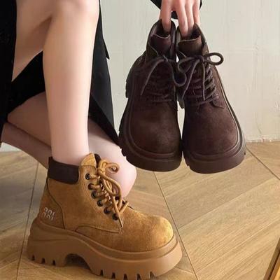 Martin Boots Women's Spring and Autumn New Platform Boots Retro Tooling Rhubarb Boots Short Boots Early Autumn