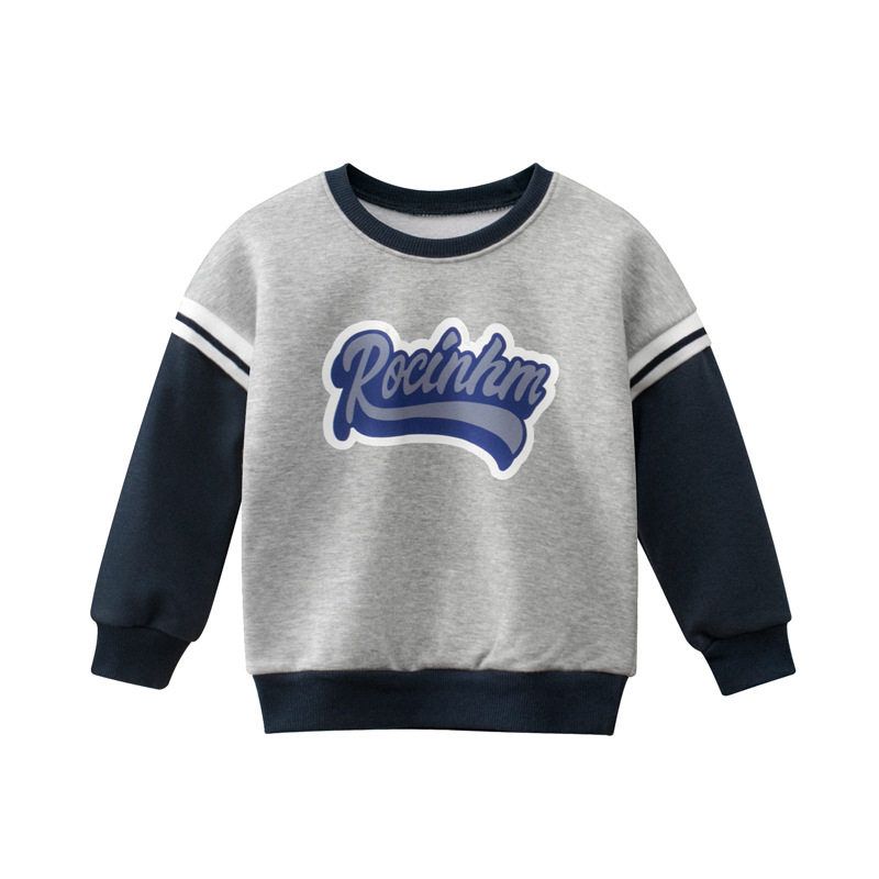 27Kids Autumn and Winter Sweater Fleece False-Two-Piece Children s Wear Light Gray 120 cm