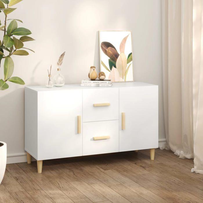 VidaXL Buffet Armoire de Rangement Organisateur de Maison Meuble de Rangement Armoire de Salon Intérieur Blanc 100x36x60 cm 812510