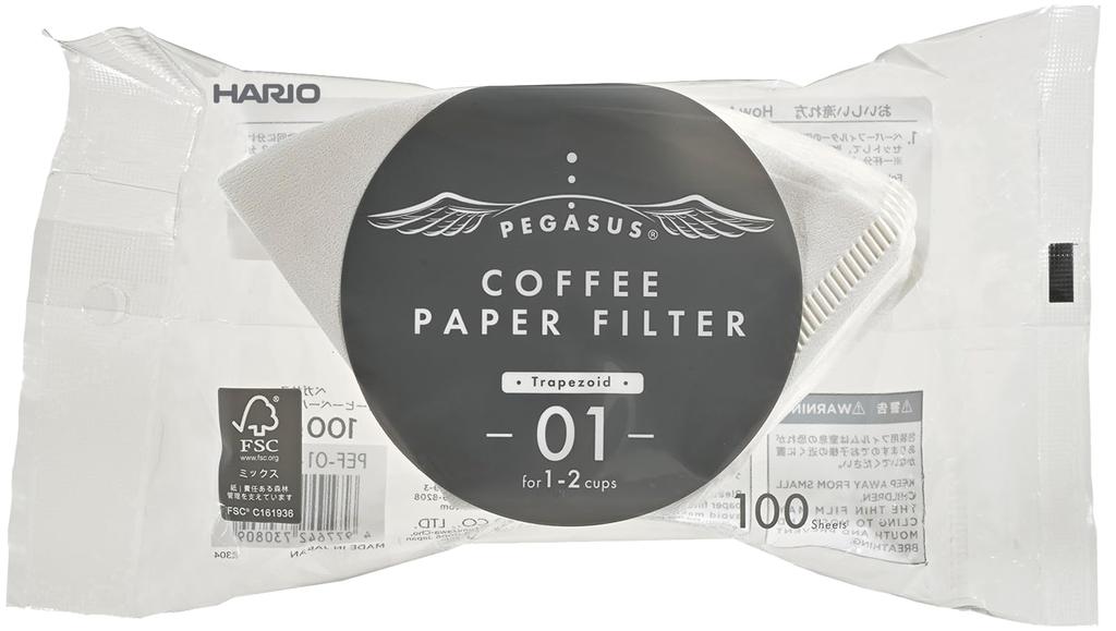 Hario Pegasus Coffee Paper Filters 01 W, 100 Filters, Made in Japan, 1-2 Cups, White, PEF-01-100W x 5 Packs [Used]
