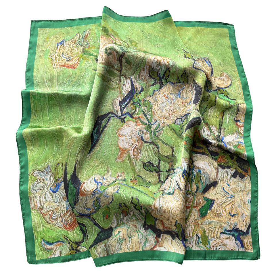 

Stylish Imitation Silk Square Scarf For Women Floral Printed Bandanas Hairband Luxury Hijab Neckerchief Elegant Shawl Wraps