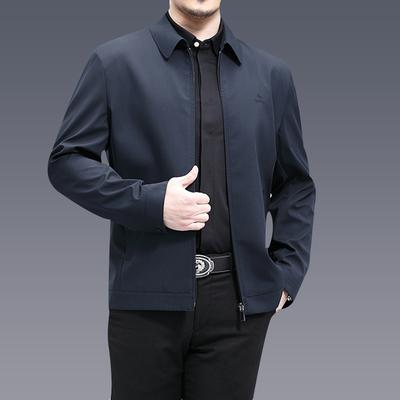 Casual Ζακέτα με πέτο για Μεσήλικες και Ηλικιωμένους Άνοιξη και Φθινόπωρο Ρούχα του Μπαμπά Μονόχρωμο Μπουφάν για Εξόδους Μακρυμάνικο Μπουφάν Μονόχρωμο Μπουφάν