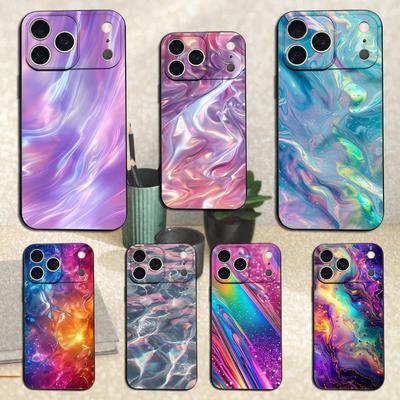 Rainbow Holographic Case For iPhone 15,16,12,14,17,13,11,Plus,Pro Max,8,7,XR,SE,XS,X,Mini,Soft Silicone Black