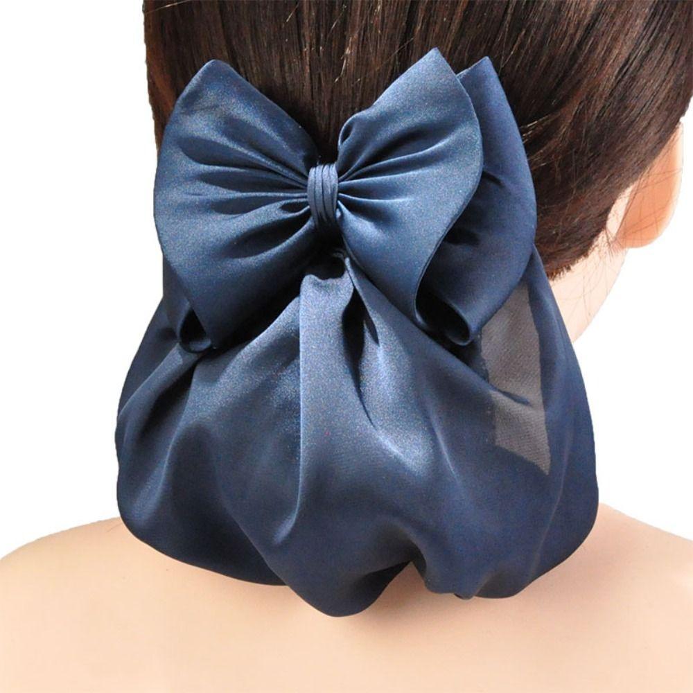 Korean Style Bow Snood Sweet Women Spring Clip Elegant Ruffled Edges Hair Net  For Girls