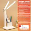 LED-Doppelkopf-Schreibtischlampe mit Halterung, wiederaufladbare USB-Tischlampe, einstellbare Helligkeit, Augenschutz, Schreibtischleuchte, Touch-Dimmung, Tischleuchte