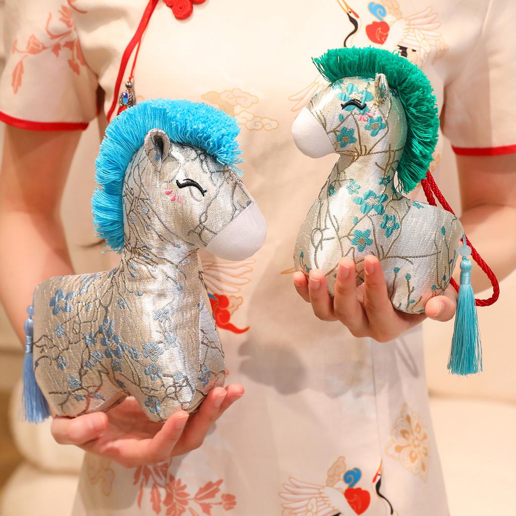 Dolls Plush Horse With Flower Print Design And Tassel Decor For New Gift Year