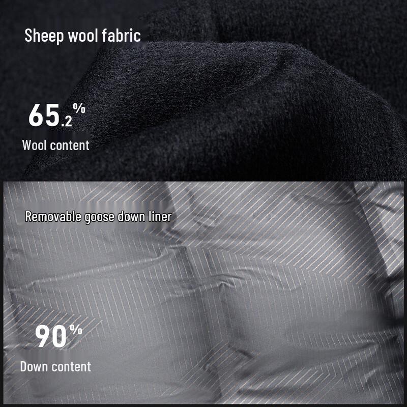 MONTAGUT Men's Wool Blend Overcoat with Goose Down Liner & Mink Fur Collar