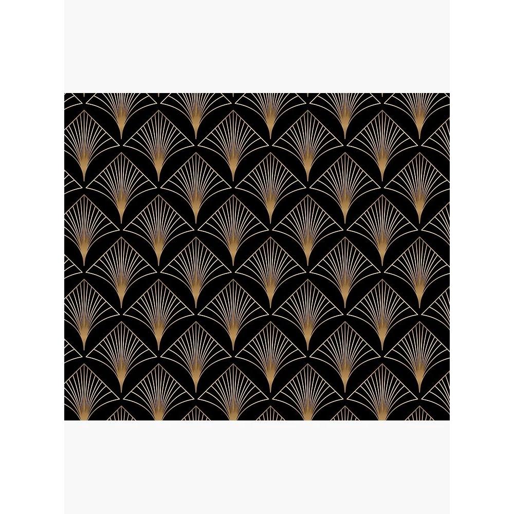 Art Deco Geometric Tapestry Gold Black 75x100