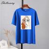 Shellsuning Summer Retro Character Printed T Shirts Women Korean Graphic Trendy Tees Loose Casual Short Sleeve Female Tops
