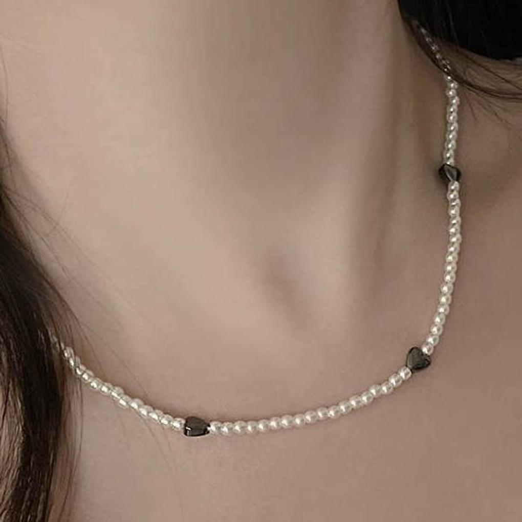 Women's Pearl Heart Star Point Necklace (2 types)