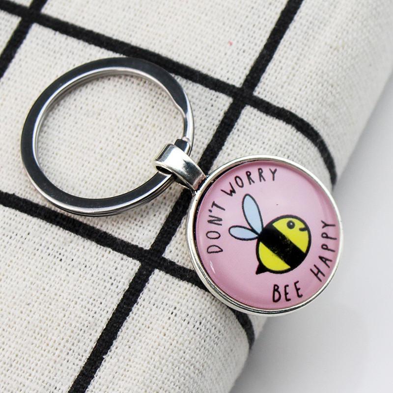 Beach Time Gemstone Keychain Metal Keyring Car Bag Pendant
