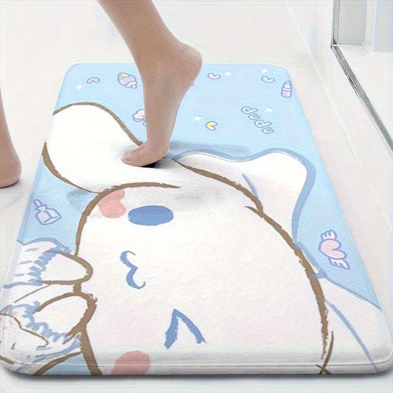 VIKAMA Cute Cartoon Blue Bunny Carpet Soft Doormat Kitchen Rug Beauty Rug For Bedroom Carpet For Live Room Bathroom Mat Home Dec