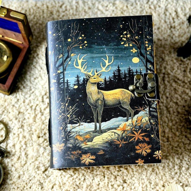 Deer Leather Journal: Handmade Grimoire, Spell Book, Book of Shadows