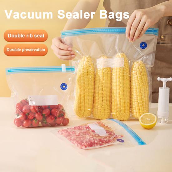 10Pcs Reusable Vacuum Seal Bags Food Grade BPA Free Leak Resistant Portable Easy To Use Vacuum Storage Bags