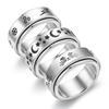 Copper Color Spinning Anxiety Rings for Men Women Star Moon Relaxing Ring 2025 Stainless Steel Anti Stress Rings Knuckle Zircon