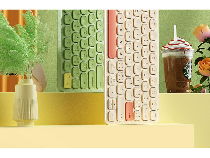 BOW Hangshi HD286CL Dual-Mode Bluetooth Wireless Ultra-Quiet Keyboard - Cute & Lightweight for Girls