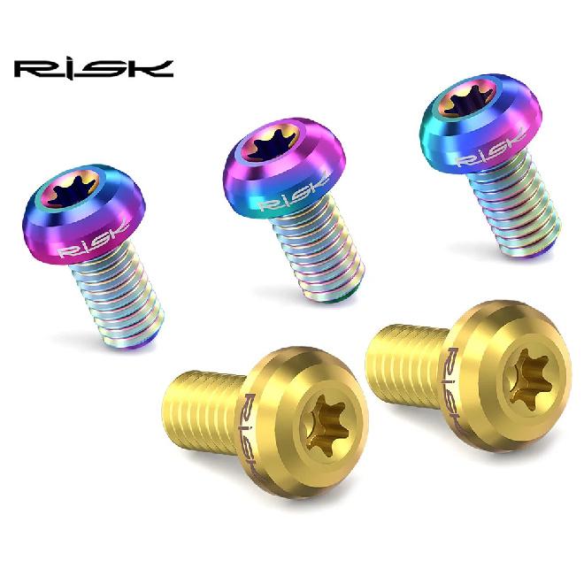 RISK M5x10mm Šroub kotoučové brzdy T25 Torx Titanová slitina Díl pro jízdní kolo MTB Horský kolo Šroub pro upevnění brzdového kotouče Ti 12KS/Sada