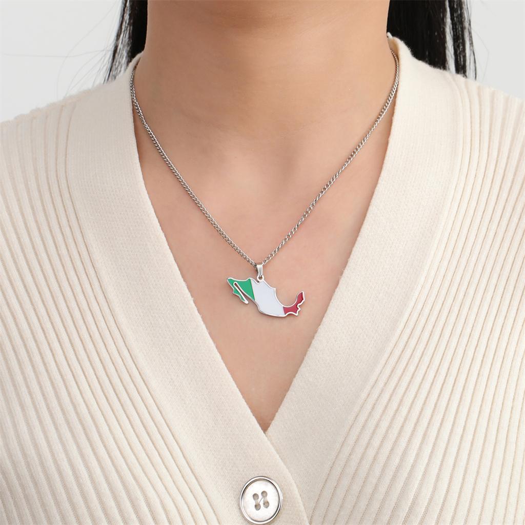 Drip Oil Mexiko Karte Halskette Für Frauen Edelstahl Gold Silber Farbe Anhänger Mode Mexikanische Flagge Anhänger Schmuck Geschenk