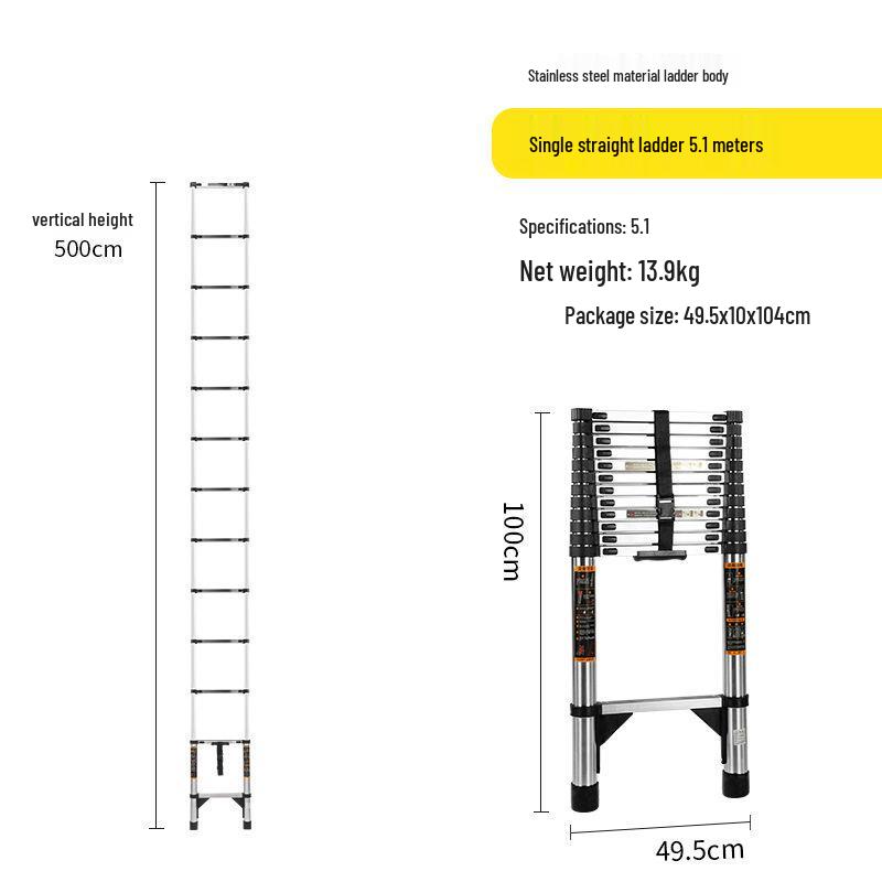 Stainless Steel Telescopic Aluminum Alloy Folding Step Ladder