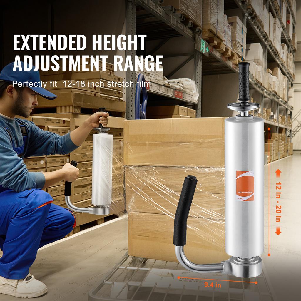 SucceBuy Stretch Film Dispenser Manual Packaging Machine Shrink Film Telescopic Puller Holds Range 30-50cm for Pallet Wrapping