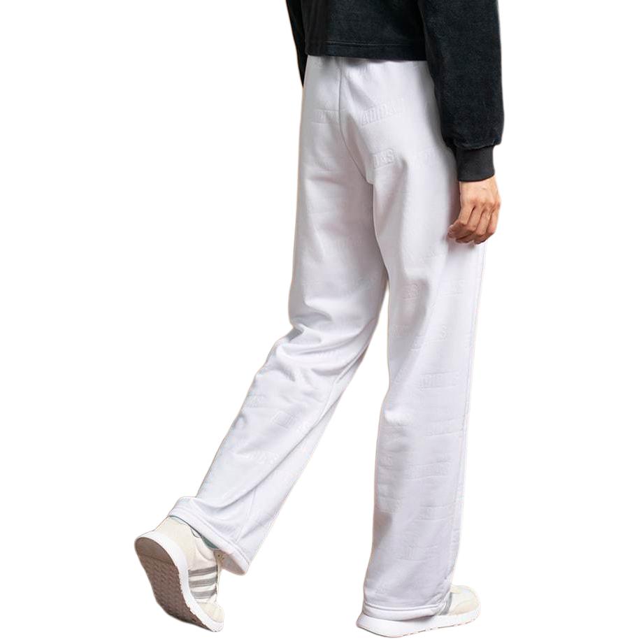 New Adidas Embossed Monogram Fleece Pants Knitted Sports Pants Women's White IJ9627