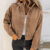 Fashion Corduroy Jacket Women Casual Hoodies Coat Female Long Sleeve Button Outerwear Short Jackets for Women Tops