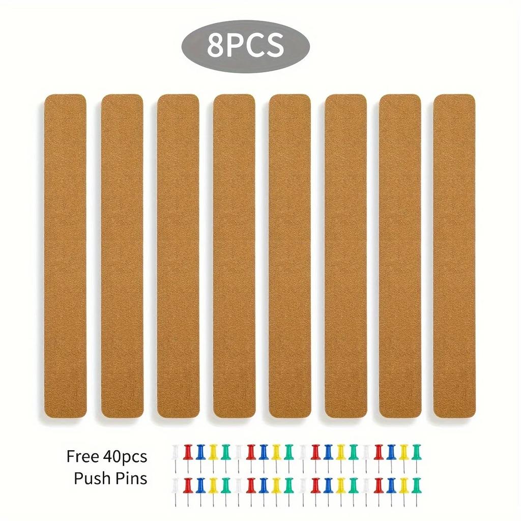 2/4/8pcs Long Cork Strips Self-Adhesive Cork Felt Announcement Strips for Bulletin Board Message Board Home School Office Decor