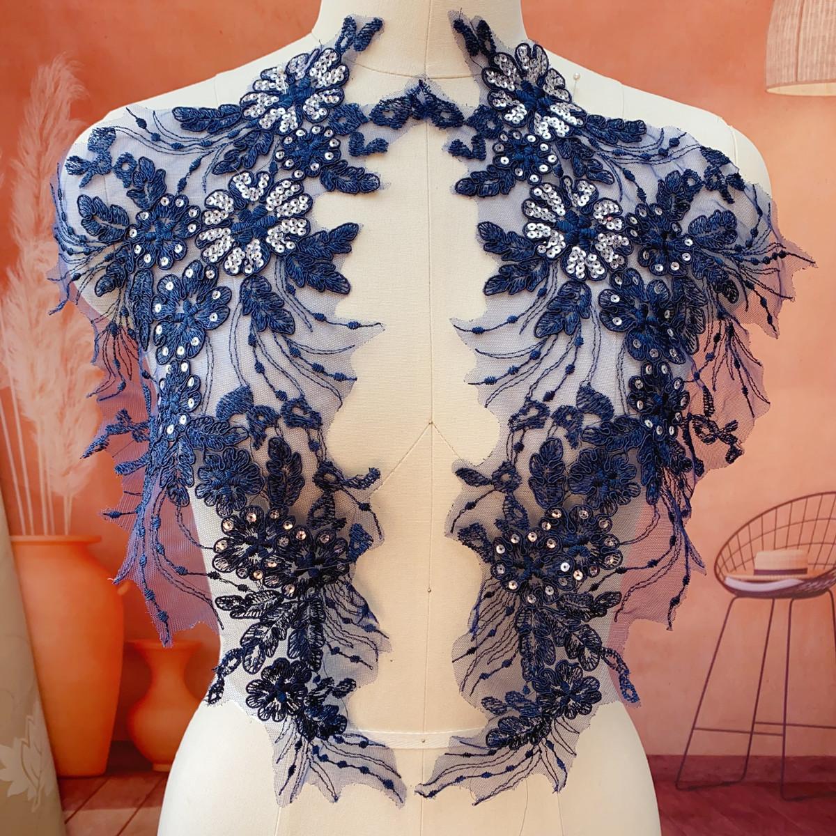 

1 Пара Багатокольорових Паєток Квіткова Вишивка Нашивка Мереживна Тканина Аплікація Весільна Фата Одяг Швейні Аксесуари