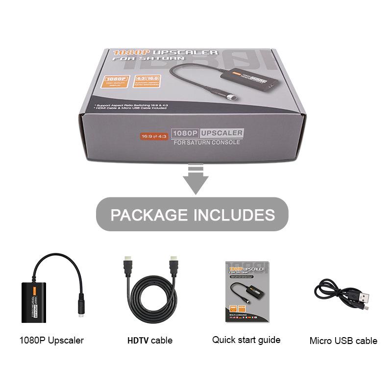 

Практичное устройство-адаптер для игровой консоли, совместимое с HDMI, для SEGA Saturn, 1080P-конвертер, геймпадные инструменты, соотношение сторон 4:3/16:9 чёрный