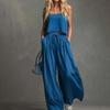 Sommer ärmelloses 2-teiliges Outfit für Damen, lässiges Crop-Cami-Top und weite Hosen, Loungewear-Partnerlook-Sets mit Taschen