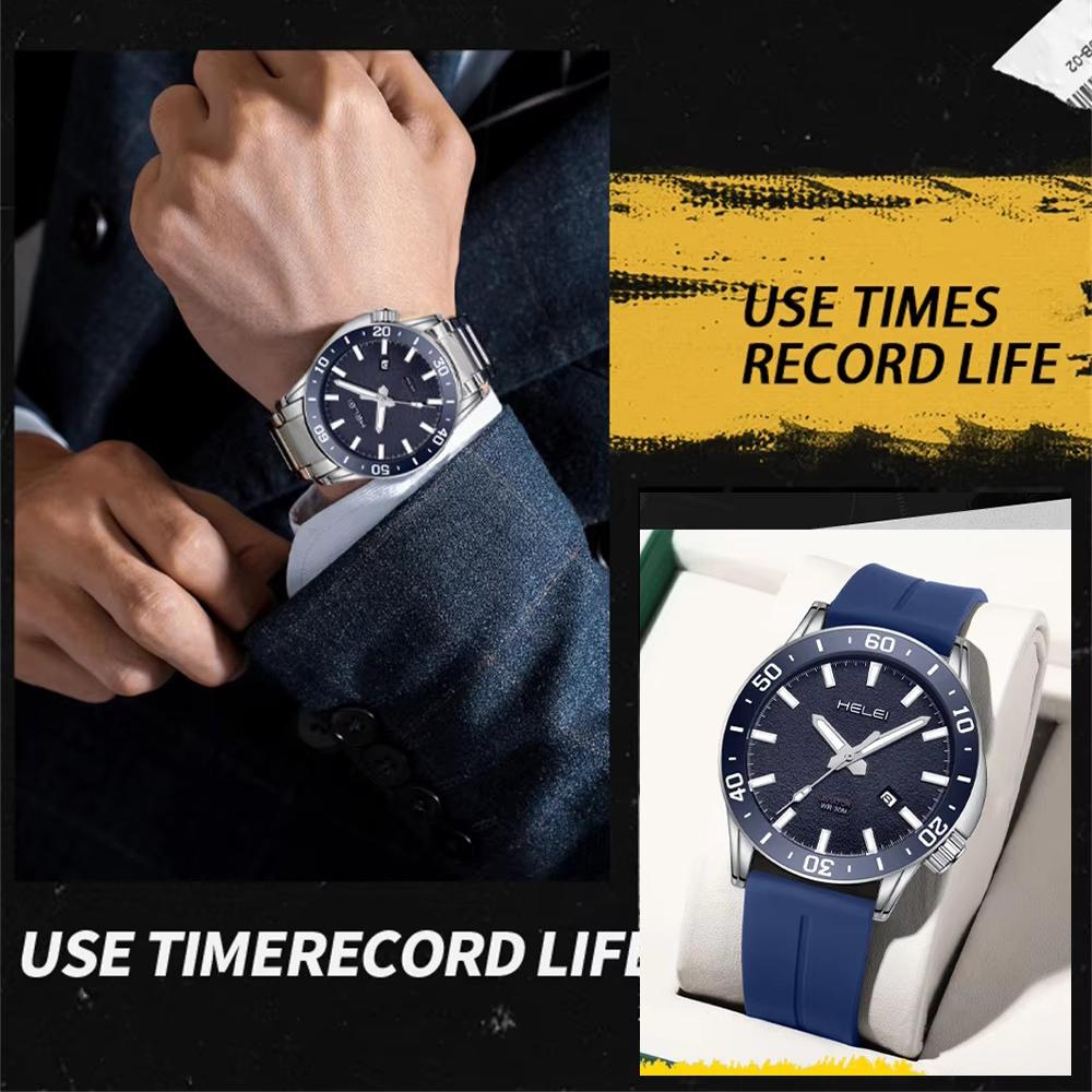 Mens Quartz Watches Large Face Diving Style Wrist Watch Luminous Hands Waterproof Watch with Date