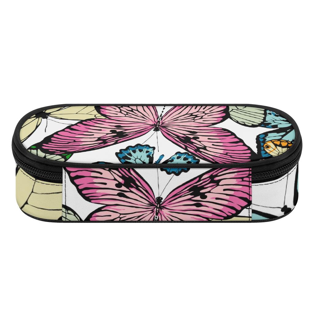 Pencil Pouch 300D Polyester Organized Storage Zipper Closure with Mesh Divider Pen Holders and Large Main Compartment for Students
