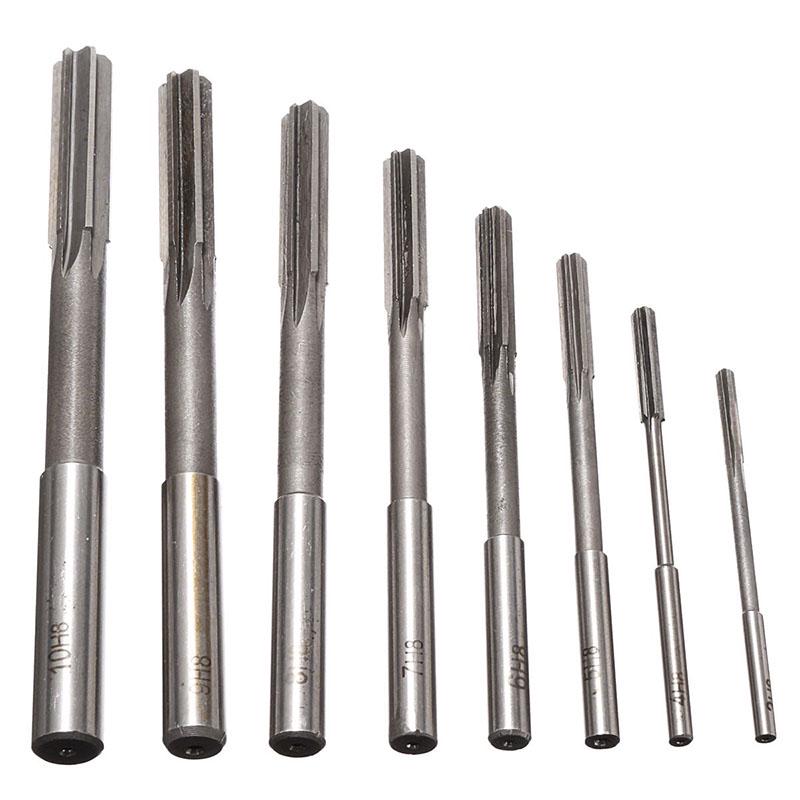 8pcs 3//4//5//6//7//8//9//10mm Straight Shank H8 HSS Chucking Reamers Cutter Tool Set