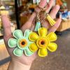 Creative Sunflower Bag Charm Keychain Pu Leather Pendant Keyring Sweet Charm Flower Hanging Bag Backpack Deco Accessory Gift