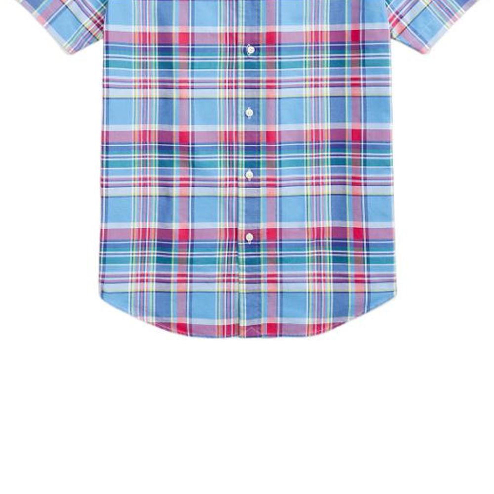 Polo Ralph Lauren SS23 Plaid Oxford Cloth Single-Breasted Short Sleeve Shirt Men shirts Blue MNPOWOV1N820615-999