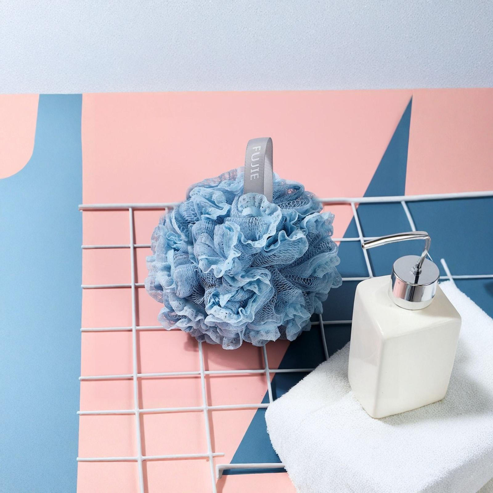 

Soft PE Bath Loofah Sponge Large Exfoliating Bath Ball For Body Cleansing one size синий
