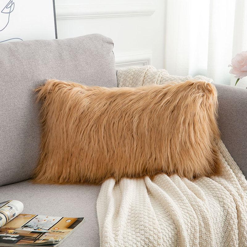 45/50cm Cushion Cover Modern Simple Soft Fluffy Pure White Plush Pillow Home Cushion Artificial Imitation Wool Pillow Cover