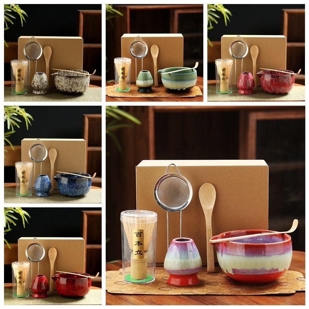 6PCS Matcha Bowl Japanese Matcha Tea Set Matcha Whisk Holder Whisk Teaspoon Tea Sets Tea Lovers