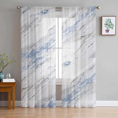Abstrakte Marmor Chiffon Transparente Vorhänge für Wohnzimmer Schlafzimmer Heimdekoration Fenster Voiles Tüll Vorhänge