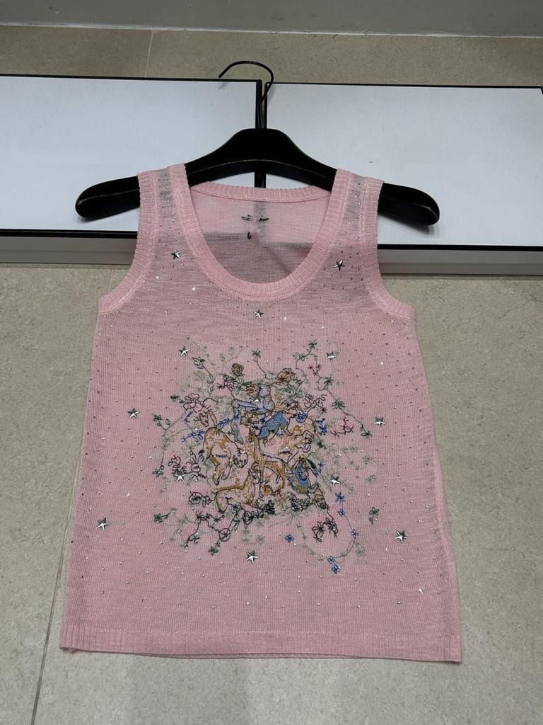 D Brand European-Style Summer Knit Vest: Animal Design, High-Quality, Round Neck, Thin, Casual.