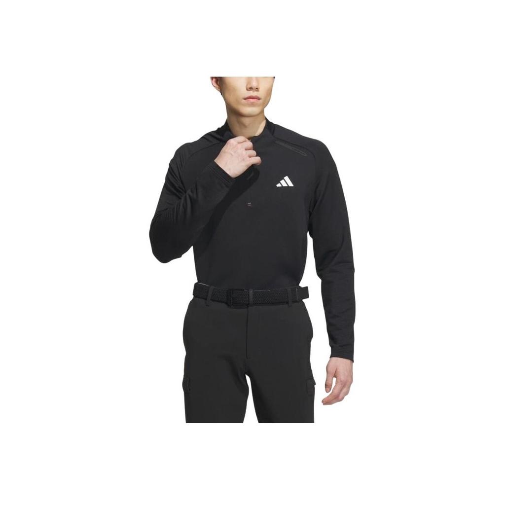 Adidas SS23 Solid Color Fitted Long Sleeve Polo Shirt Men tops Black HZ6052