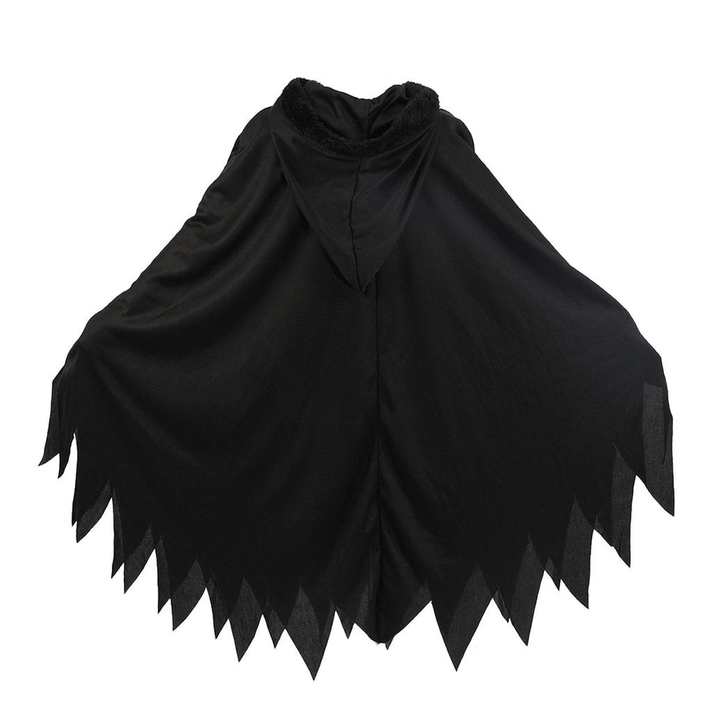 Luminous Ghost Face Halloween Cape for Kids - Glowing Black & White Costume Shawl