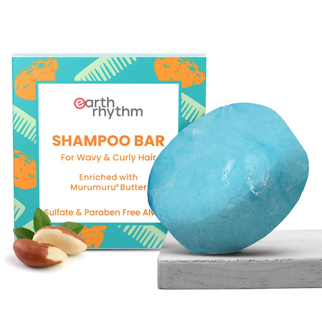 Earth Rhythm Murumuru Butter Shampoo Bar for Dry, Frizzy and Curly Hair, with Vitamin E | Deep Conditions, Softens & Maintains Growth | Sulphate &