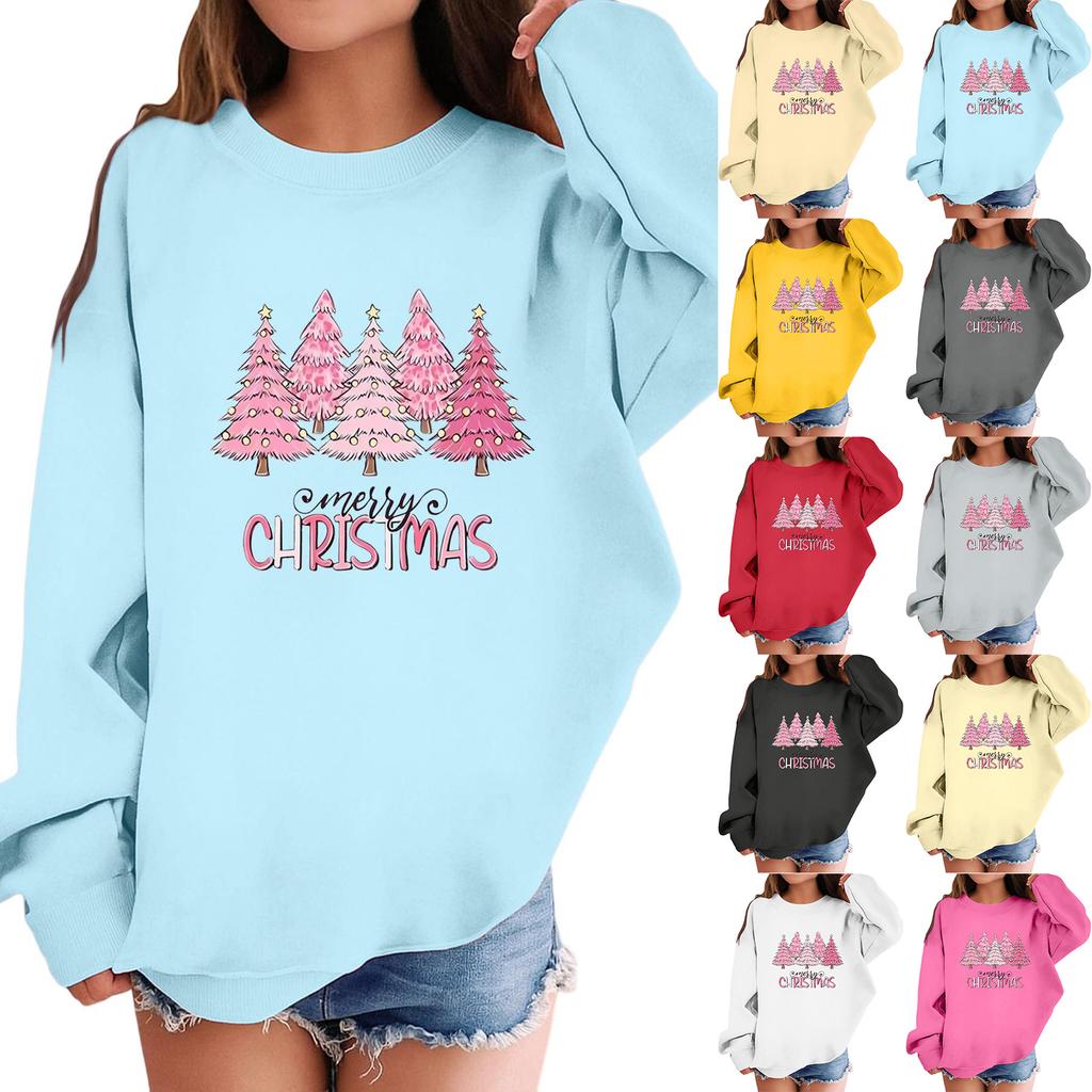 Children's Fashionable Casual Long-sleeved Loose Christmas Print Pullover Sweatshirt