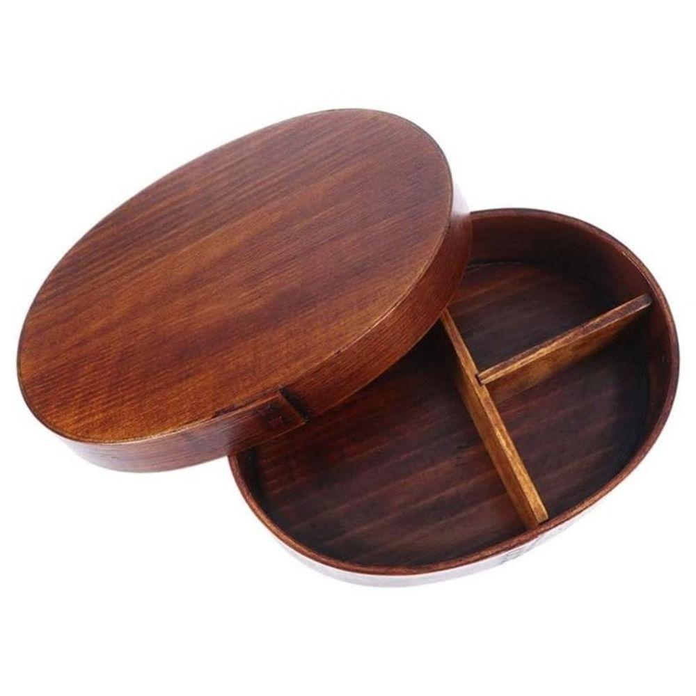 Forma Ovale Scatola Bento in Legno Superficie Liscia Contenitore per Pranzo Scatola Bento Stile Giapponese Ordinamento del Cibo