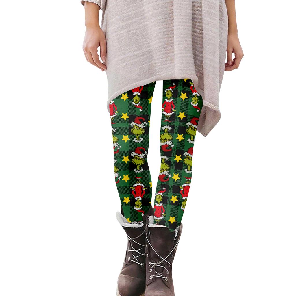Women's Casual Fashion Outdoor Christmas Printed Slim Elastic Yoga Pants Cropped Pants