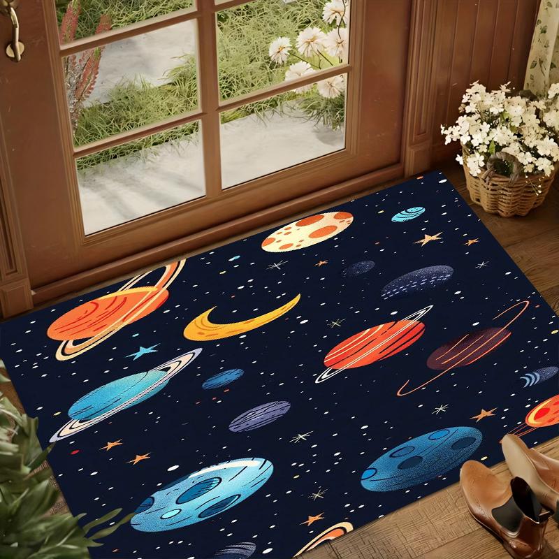 Hot Sale Vibrant Galaxy Planet Area Rug Non Slip Soft Floor Carpet for Living Room Bedroom Nursery Kid's Play Mat Entryway Decor