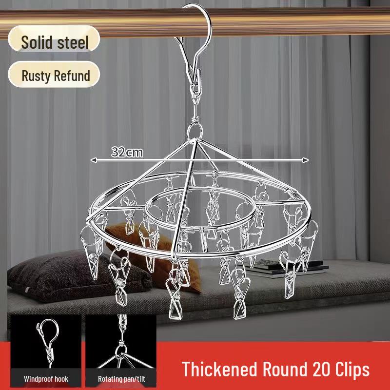 Wielofunkcyjny wieszak ze stali nierdzewnej do suszenia skarpet z klipsami - Idealny do użytku dla niemowląt, dzieci, w akademikach i na straganach ulicznych