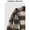 UR 2025 Winter Women's Scarf Collar Plaid Coat